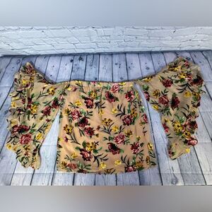 Forever 21 Velvet Floral Ruffled Romantic Dreamy Whimsigoth Stevie Boho Top M